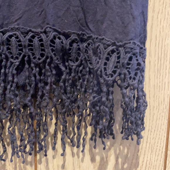 Navy Long Flowy T-shirt with Cute Tassels - Picture 2 of 3